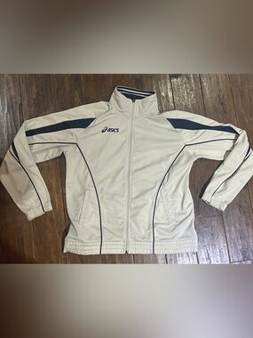 ASICS White and Navy Performance Track Jacket